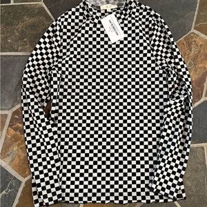 Checkered Black and White Mesh Shirt
